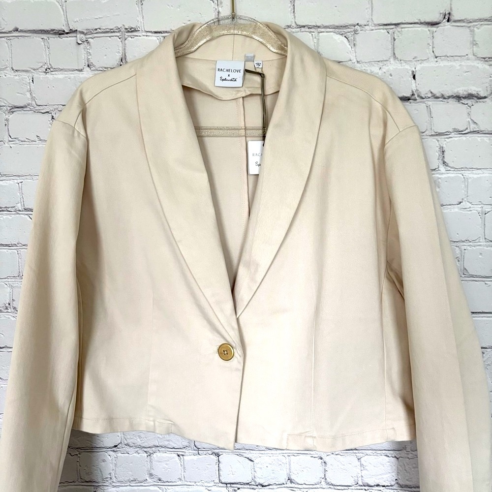 SPLENDID x Rachelove Cream Cropped Boxy Single Button Blazer--NWT--XL - Picture 2 of 15